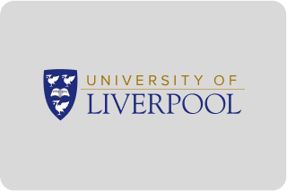 University of Liverpool logo featuring a blue shield with a gold liver bird and the words University of Liverpool in a formal font. The logo appears on a white background, conveying a professional and academic atmosphere.